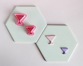 Martini Glass Polymer Clay Cutter Set | 3D Printed PLA Cutters for Cocktail Earrings & Crafts