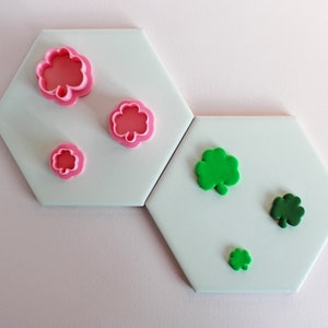 Shamrock Clay Cutters 1In - .50In, 3D Printed Cutter, Cutter Set, St. Patrick&#39;s Day, Polymer Clay, Leaf Cutters, Cutter for Earrings