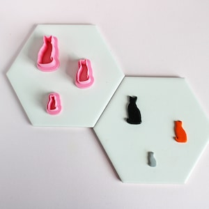 Cat Silhouette Clay Cutters: 3D-geprinte polymeerklei oorbellenset