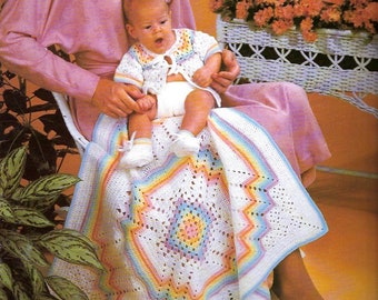 Crochet pattern only for Vintage Rainbow Set , blanket jacket and boots, PDF INSTANT Download