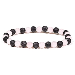 Bracelet rose quartz + lava stone