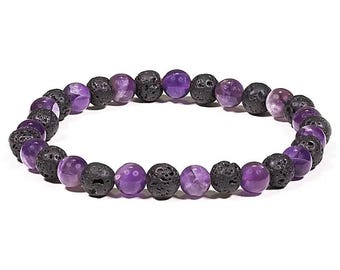 Pulsera de amatista y piedra de lava