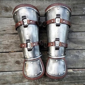 Set of Two Bracers Leather Vambraces LARP Armor Leather Hand Wrap