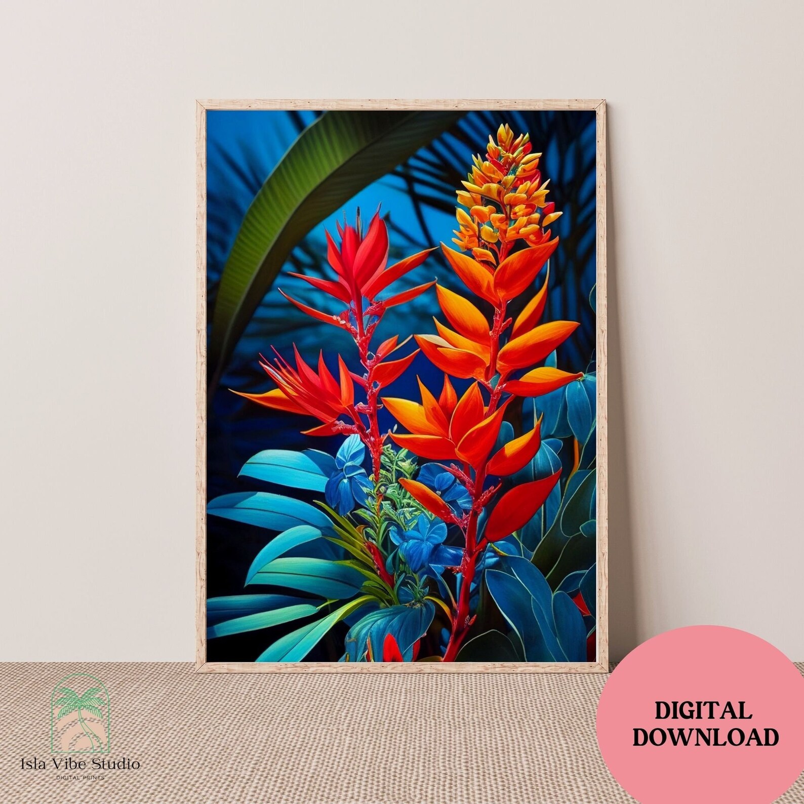 Vibrant Tropical Plant, Flower Wall Art, Botanical Room Decor, tropical Vibes,boho Decor