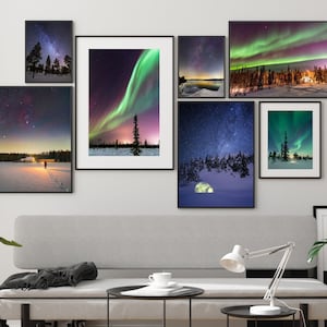 Lot 7 Winter Aurora Borealis Poster, Milchstraße, Digital druckbares Poster, Sternenhimmel Druck, Naturhimmel Druck, Kunstgalerie