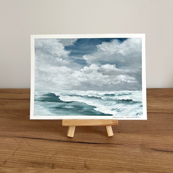 Original Gouache Seascape Painting, Landscape Wall Art, Seascape Wall Decor, Nature Artwork