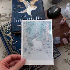 Print Le Bosquet de la Jackalope - Dark fantasy art, faerie art, witchy illustration, fairy ring, watercolor painting