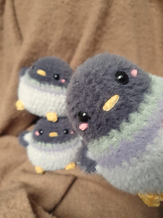 Handmade pigeon plushie | Fluffy crochet toy | Ideal gift for bird lovers