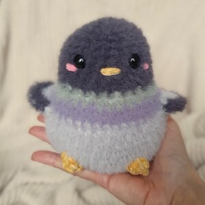 Handmade pigeon plushie | Fluffy crochet toy | Ideal gift for bird lovers Taller pigeon