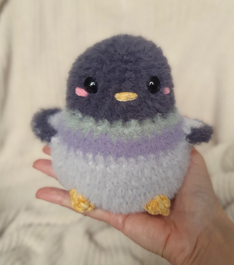 Handmade pigeon plushie | Fluffy crochet toy | Ideal gift for bird lovers Taller pigeon