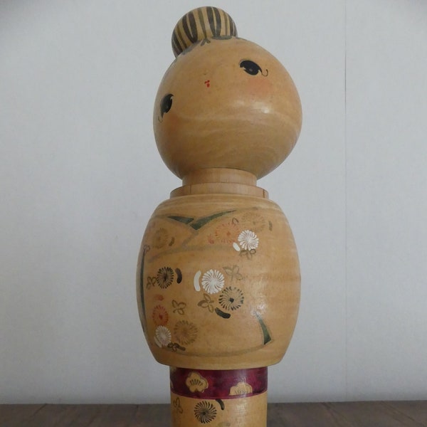 Kokeshi vintage rare avec boîte d'origine, 30,2 cm, Chiyomatsu Kano