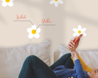Vinilos decorativos de margaritas para pared, pegatinas florales estilo boho acuarela, para guardería o habitación de niñas, 24 piezas.