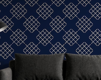Papel pintado a cuadros azul marino, mural de pared con patrón geométrico cuadrado, moderno autoadhesivo, decoración de oficina removible, elegante diseño de pared decorativa
