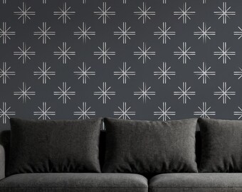 Papel pintado con estampado de estrellas gris oscuro, mural geométrico moderno autoadhesivo (removible)