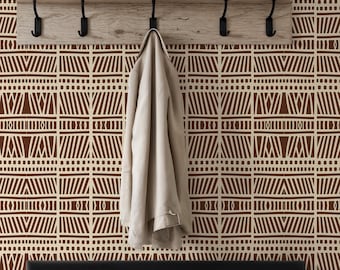 Papel pintado geométrico marrón, mural de pared con estampado étnico tribal africano, decoración bohemia autoadhesiva.