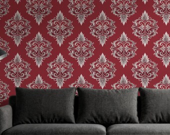 red and gold damask wallpaper uk