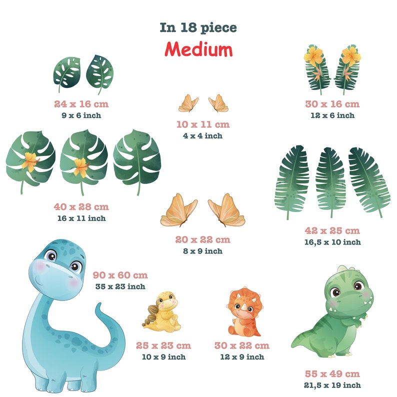 Dinosaur Wall Decal for Kids, Peel and Stick Nursery Wall Stickers ...