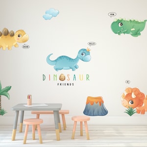 Dinosaur Wall Decal, Colorful Dinosaurs Wall Decal, Dinosaur Wallsticker Set for Kid, Dino Wall Decal, Kids Room Decal, Cloud Nursery Decal
