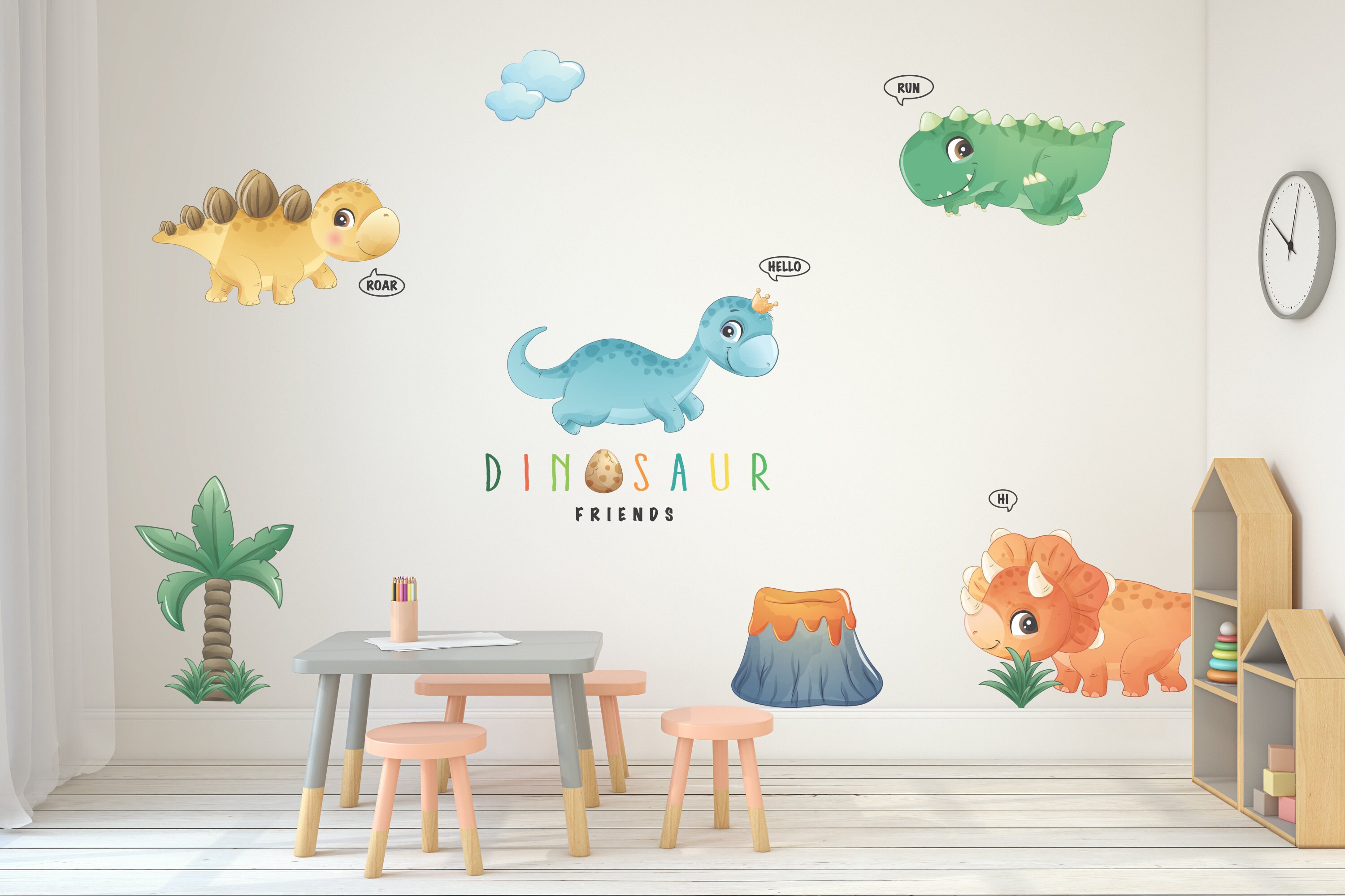 DECOWALL DW-1803 A-Z Dinosaur Alphabet Kids Wall Stickers Wall Decals