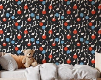 Muzieknoten Peel-and-Stick-behang, kinderspeelkamerdecor, muzieknotenbehang, muzieknotenbehang