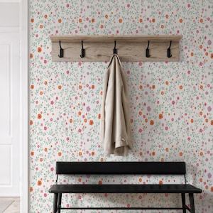 Colorful Floral Wallpaper, Multicolor Flower Wall Mural, Peel and Stick Wall Art, Botanical Nursery Decor, Gift for Home, Removable Wrap