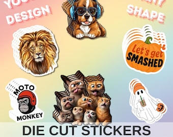 Custom Vinyl Stickers Decal with Your Design Pictures Logo Cut To Any Shape, UV Ink Waterproof Contour Die Cut Sheets, Any Size
