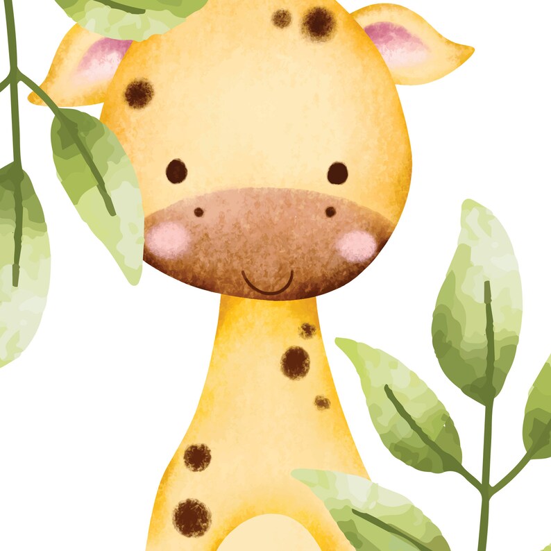 Watercolor Safari Animals Wall Decal Set With Elephant, Hippo, Tiger ...
