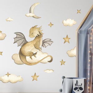 Dragon Wall Decal, Baby Decal Dragon Stickers - Adorable Self-Adhesive Dragon Wall Decor for Kids Room and Playground Enhancement