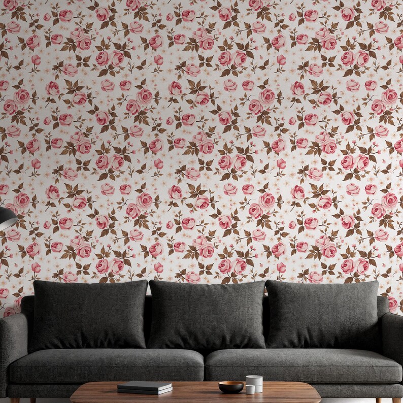 Romantic Pink Rose Floral Wallpaper for Bedroom Living Room Nursery ...