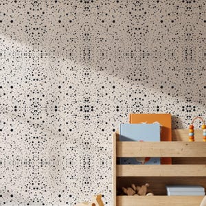Black Dot Peel And Stick Wallpaper, Abstract Polka Dot Wall Mural, Minimalist Geometric Wall Decor, Easy Install Wallpaper, Gift For Home