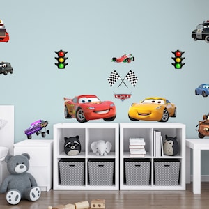Cartoon Wall Decal, Car Wall Sticker, Cars Film Decal, Cars Traffic Logo Wall Decal, Car Silhouette Wall Art, Garage Gift, Car Wall Vinly