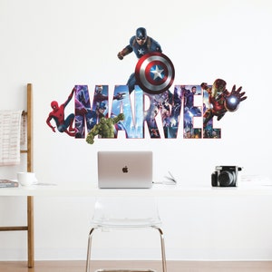 Superheroes Wall Decal Sticker Mural, Superheroes Wall Decor For Kids Room, Hulk Wall Decal, Boys Room Decals, Kids Room Wall Mural