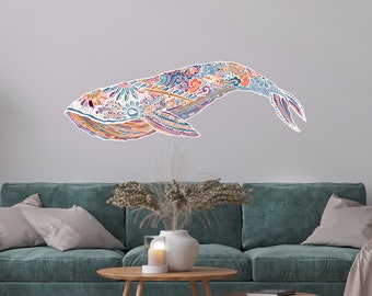 Ocean Whale Wall Decal, Removable Peel and Stick Nursery Decor