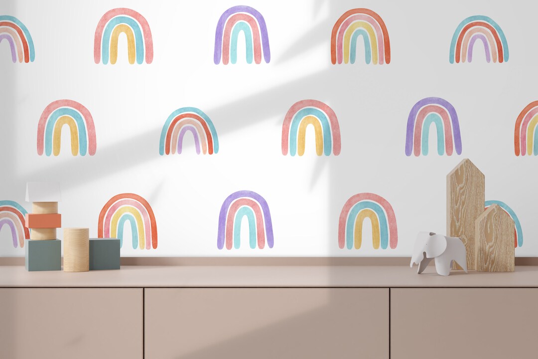 12 of 1 Set Watercolor Boho Rainbow Wall Decal - Beautiful Nursery ...