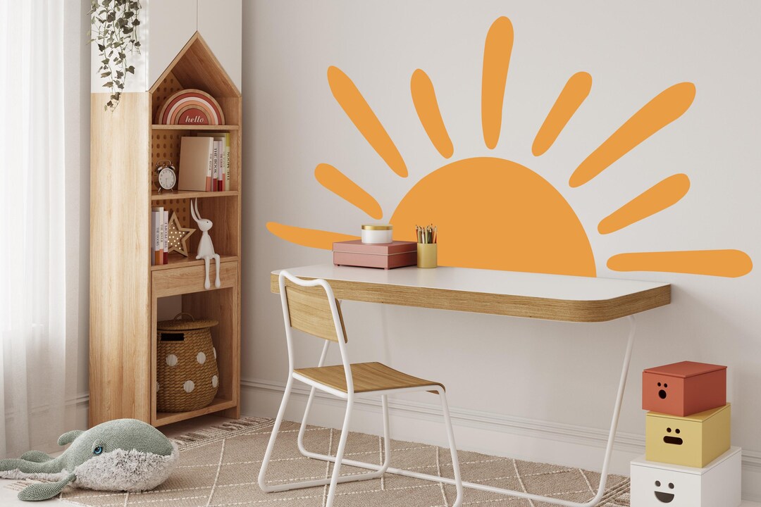 Large Half Sun Wall Decal - Nursery Decor Kids Room Wall Art Removable ...