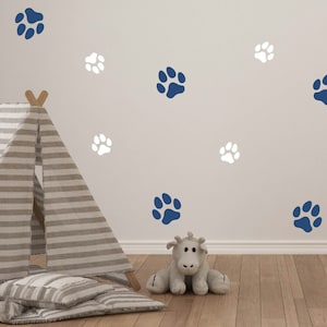 Paw Print Fabric Wall Decal, Dog Paw Wall Sticker, Nursery Wall Decor, Kids Room Animal Wall Art, Pet - Dog Paw Window & Wall Sticker, 20pcs