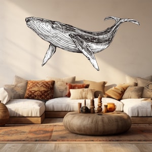 Whale Decal, Wall Stickers for Kids, Blue Whale Nursery Wall Decal, Sea Wall Decal, Ocean Wall Art, Animals Wall Sticker, Kids Room Decor