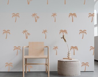 Vinilos decorativos de palmeras para pared – Decoración tropical bohemia para guardería, habitación infantil y hogar minimalista.