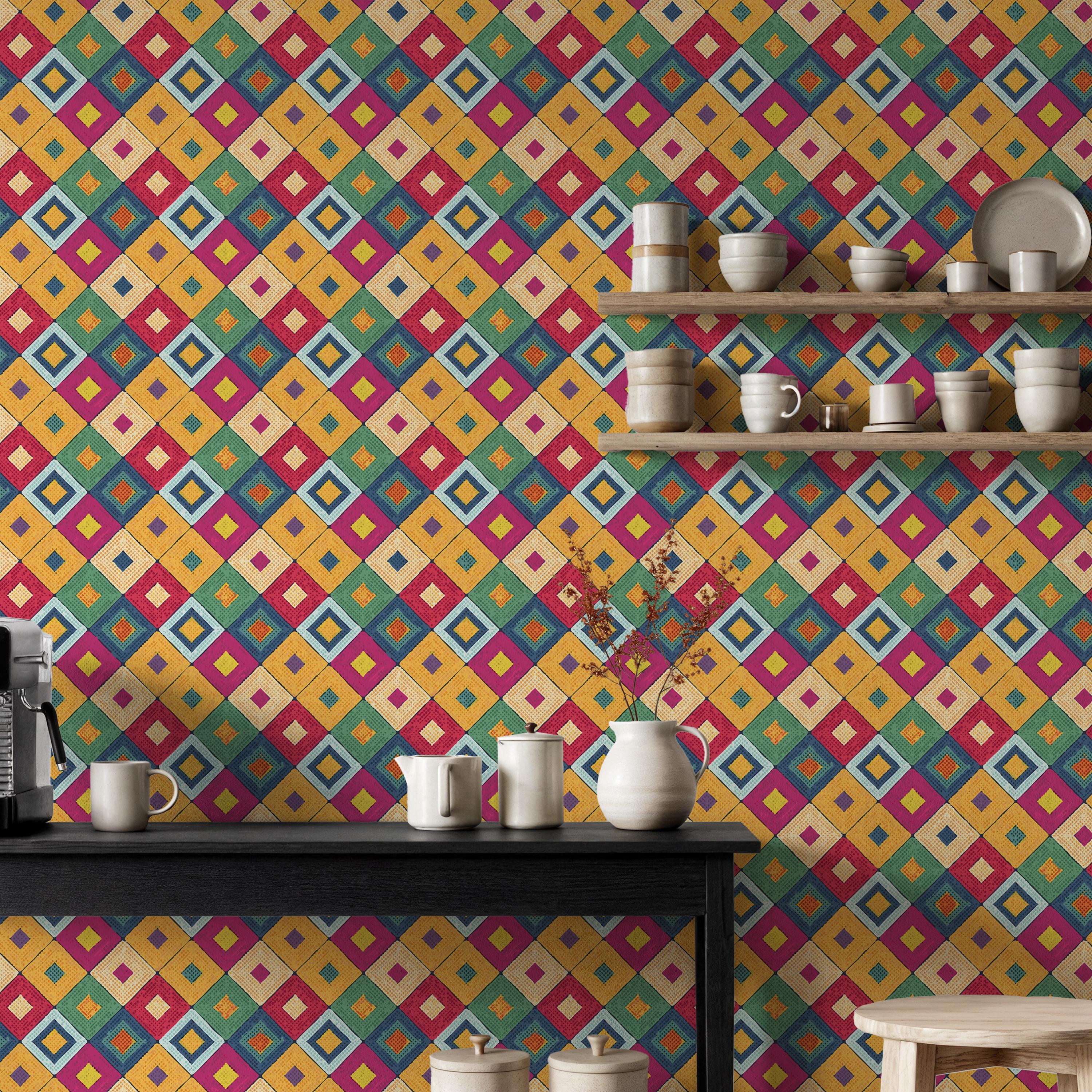 Colorful Geometric Diamond Wallpaper, Kids Playroom Peel and Stick ...