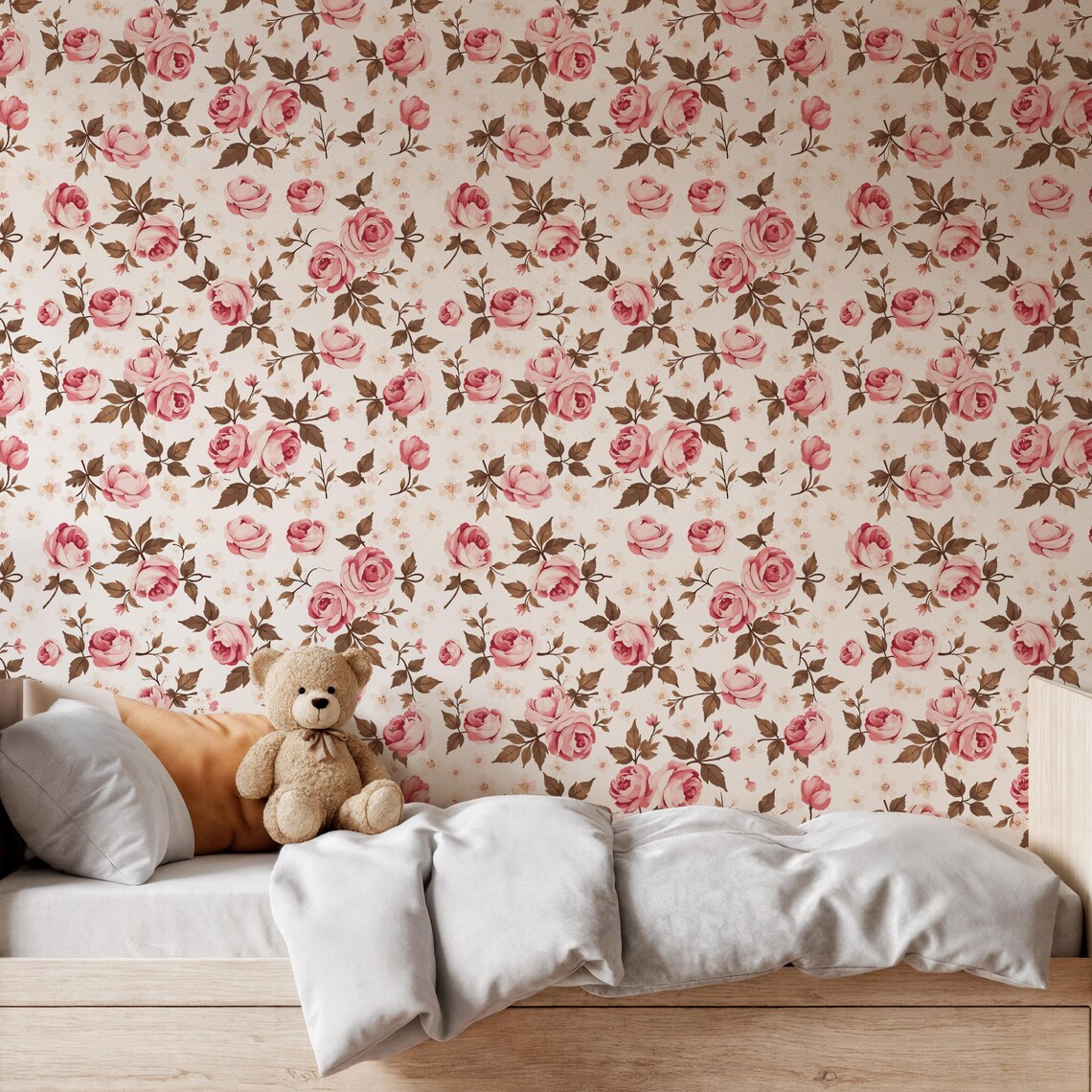 Romantic Pink Rose Floral Wallpaper for Bedroom Living Room Nursery ...