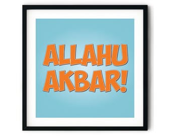 Allahu Akbar Islamic Art Print: Modern Muslim Home Decor