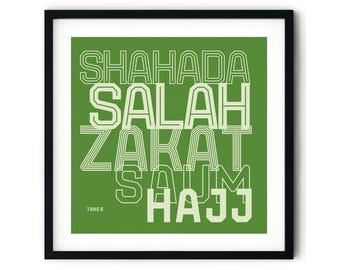 Five Pillars of Islam Art Print: Modern Islamic Home Decor