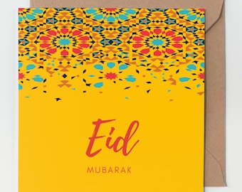 Eid Mubarak Greeting Card: Moroccan Motif, Islamic Art