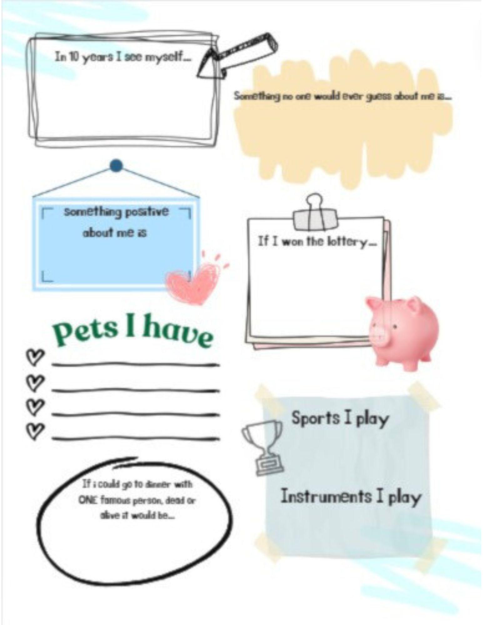 All About Me Worksheet: First Day of School Activity, Middle/high ...