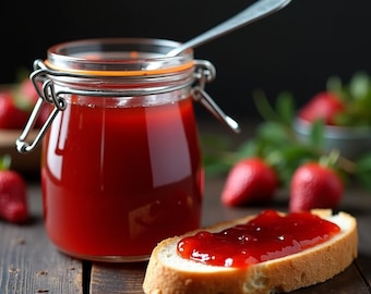 Recette santé de confiture de fraises | Faible en sucre et facile | Tartinade de fruits maison | Téléchargement numérique instantané