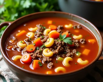 Hearty Hamburger Soup Recipe | Easy Comfort Food | Printable Digital Download