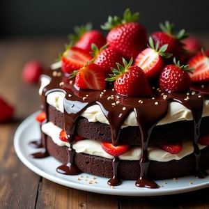 Decadent Chocolate Strawberry Cake Recipe | Easy Printable Dessert | Digital Download