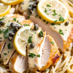 Creamy Lemon Parmesan Chicken Piccata | Digital Recipe Download | Easy Gourmet Dinner