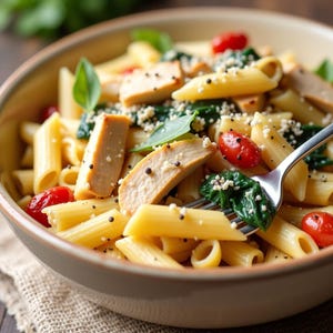 Garlic Chicken Pasta Bake Recipe | Creamy, Cheesy & Comforting Meal | Printable Digital Download