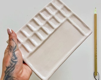 Handmade Ceramic Paint Palette: Watercolor Mixing, Artist Gift